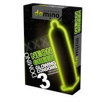 Светящиеся презервативы "Domino Neon Green", 3 шт.